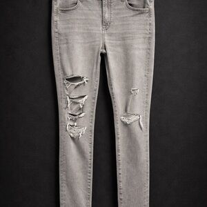 American Eagle Outfitters Gray Ripped Skinny Jeans